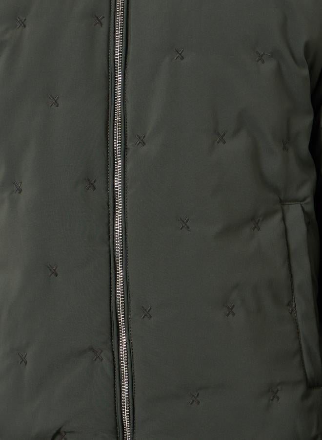 Styli Men Green Relaxed Quilted Bomber Jacket - Image 3